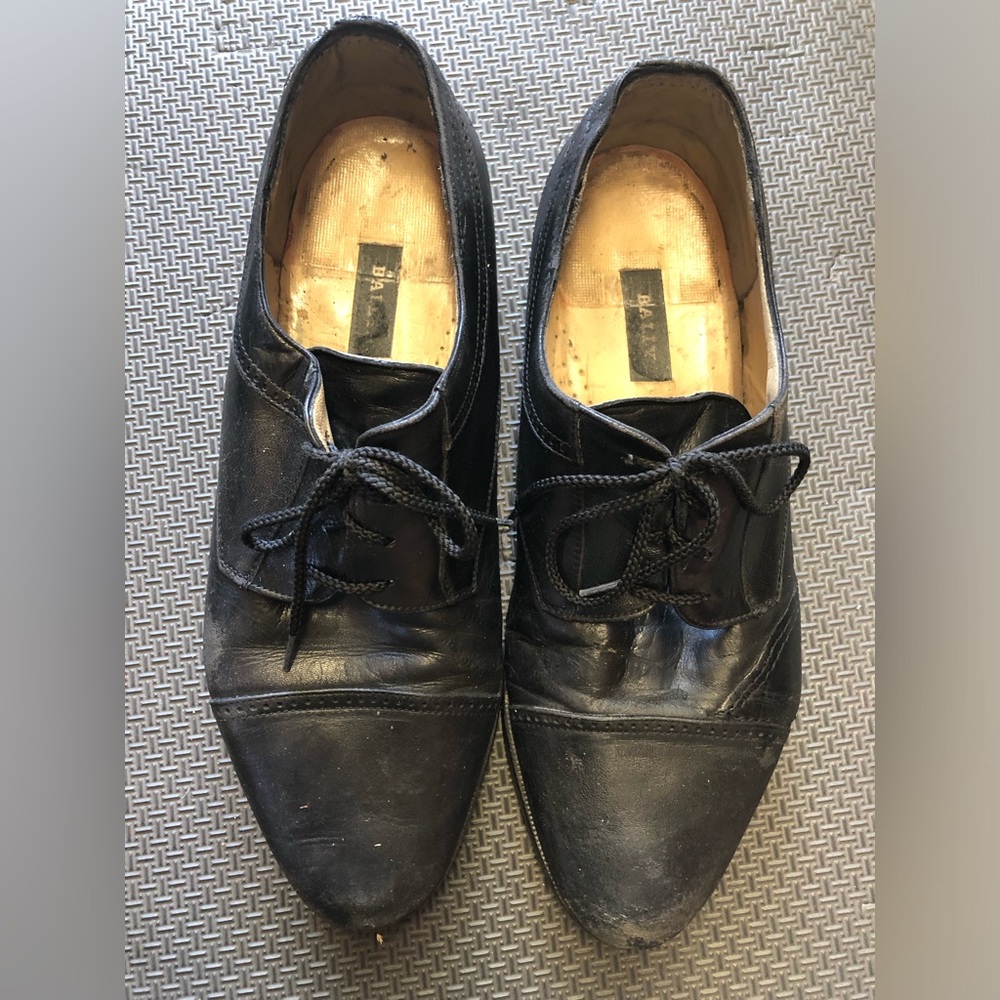 Bally Black Leather Men's Lace-Up Oxfords Trino, 13